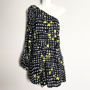 L’ATISTE by AMY One Shoulder Long Slit Sleeve Romper